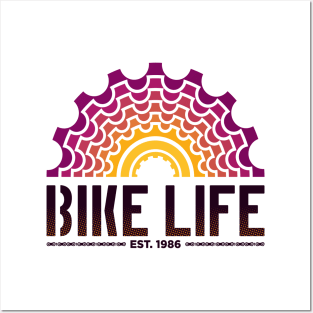 Bike Life legend with half back bycicle cassette and bike chain lines. Posters and Art